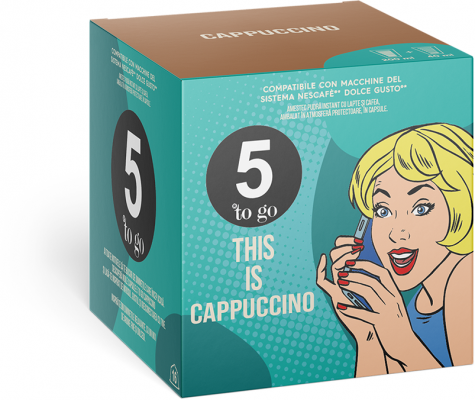 Cafea capsule Cappuccino, compatibile Nescafe Dolce Gusto, 16 capsule, 5 to go