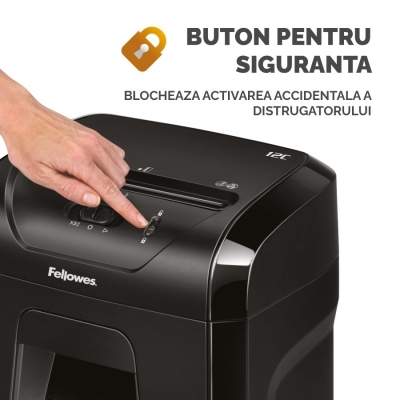 Distrugator documente manual, P4, 12 coli, cross cut, Powershred 12C Shredder Fellowes 