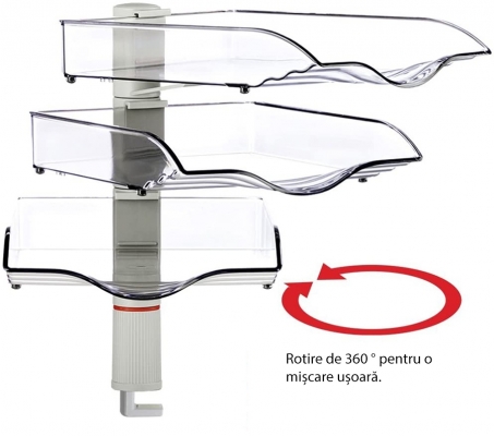 Suport stocare CopySwinger III, 3 tavi plastic, gri deschis Novus