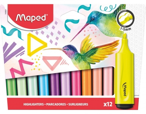 Set Textmarker Maped, Fluo Peps Classic, 12 culori/set