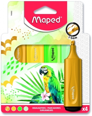 Set Textmarker Fluo Peps, Ocean/Tropical/Sunset, 4 culori/set, Maped