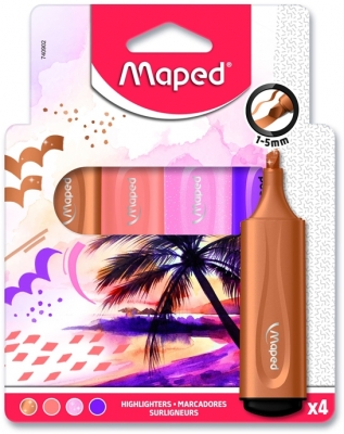 Set Textmarker Fluo Peps, Ocean/Tropical/Sunset, 4 culori/set, Maped