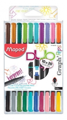 Fineliner Graph Peps Duo 10 culori asortate Maped