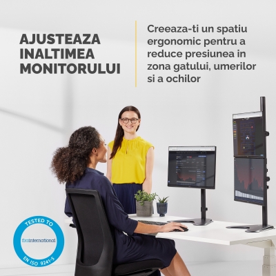 Brat dublu vertical cu stativ individual pentru monitor seria Professional Fellowes