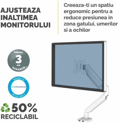 Brat pentru monitor seria Platinum alb Fellowes