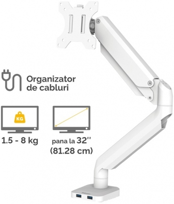Brat pentru monitor seria Platinum alb Fellowes