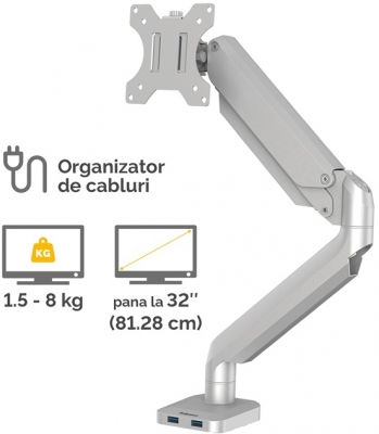 Brat pentru monitor seria Platinum argintiu Fellowes