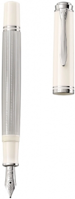 Stilou Souveran M405, penita F aur 16k, silver-white, cutie cadou speciala, Pelikan