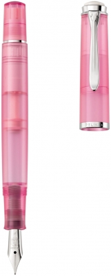 Stilou Classic M205 Rose Quartz, penita M, accesorii argintii, Pelikan