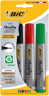 Marker permanent Marking 2000 ECOlutions, varf rotund, mediu, diferite culori, 4 buc/set BIC 