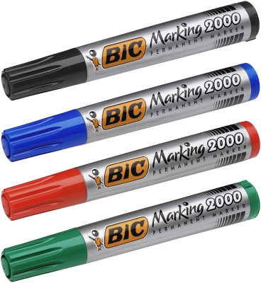 Marker permanent Marking 2000 ECOlutions, varf rotund, mediu, diferite culori, 4 buc/set BIC 