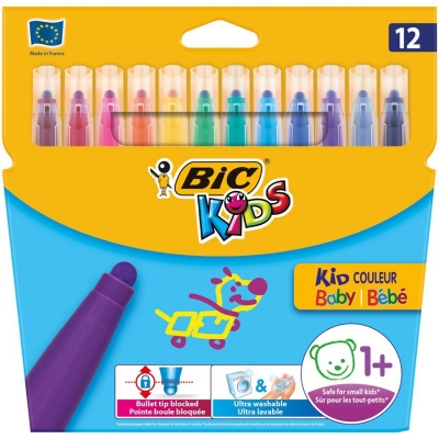 Carioci lavabile Kid Couleur Baby 12 buc/set Bic