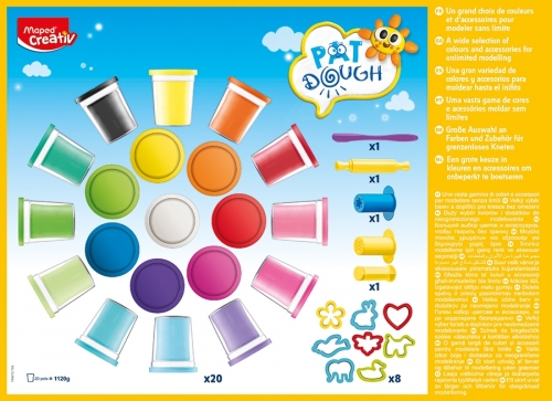 Plastelina Creativ Pat Dough 20 culori + 12 accesorii Maped