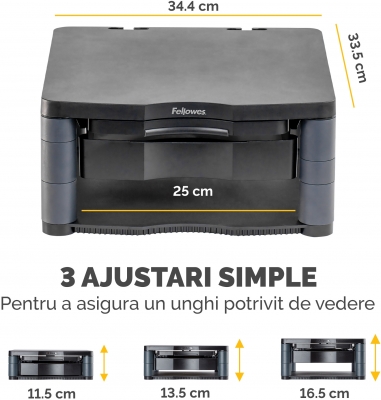 Suport gri pentru monitor Riser Plus Fellowes