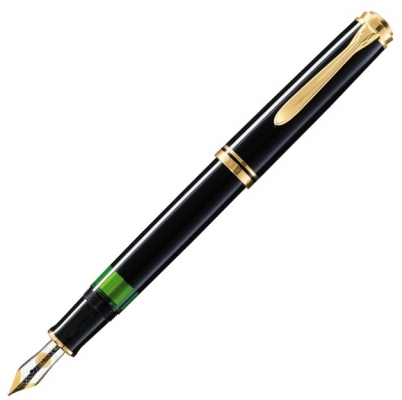 Stilou Souveran M405, penita M aur 14K, accesorii placate cu paladiu, corp negru, Pelikan