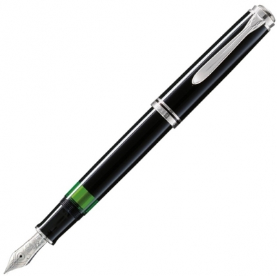 Stilou Souveran M805, penita F aur 18K, accesorii placate cu paladiu, corp negru, Pelikan