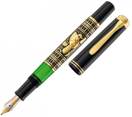 Stilou Toledo M700, penita F din aur 18k, gravat manual, accesorii placate cu aur, Pelikan