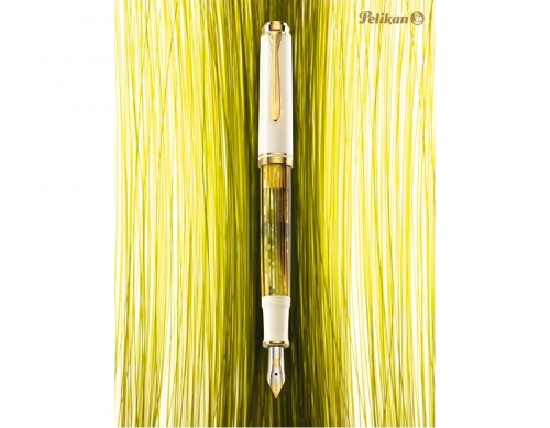 Stilou Souveran M400, penita M aur 14K, accesorii placate cu aur, alb-verde, Pelikan