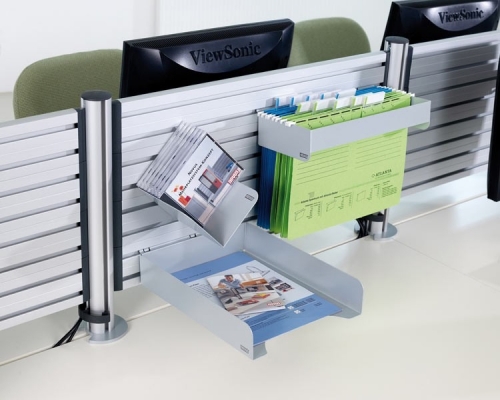 Perete organizational birou SlatWall, 80 cm, argintiu Novus