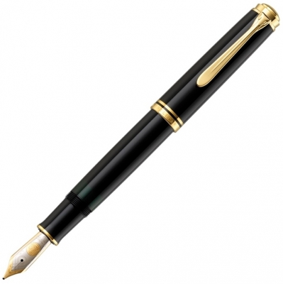 Stilou Souveran M800, penita M aur 18K, accesorii placate cu aur, corp negru, Pelikan