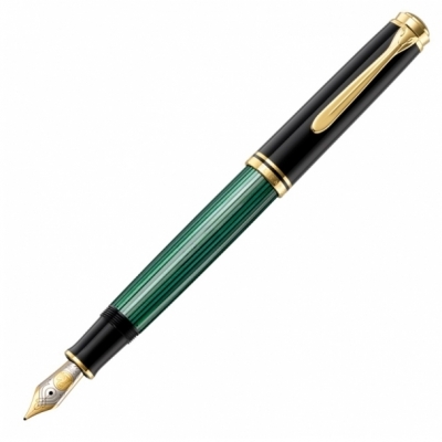 Stilou Souveran M800, penita M aur 18K, accesorii placate cu aur, negru-verde, Pelikan