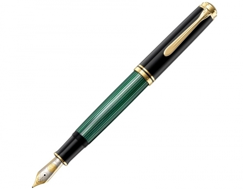 Stilou Souveran M1000, penita B aur 18k, gravat manual, accesorii placate cu aur, Pelikan