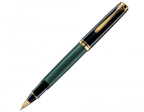 Roller Souveran R800, accesorii placate cu aur, corp negru-verde, Pelikan