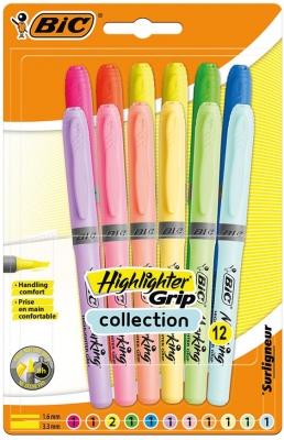 Evidentiator Brite Liner Grip Standard si Pastel 12 buc/set Bic