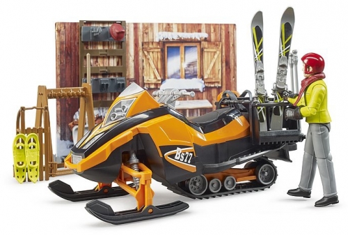 Set de joaca Cabana montana cu snowmobil Bruder 