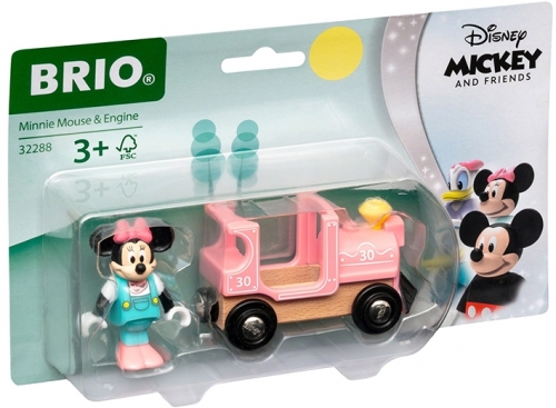 Minnie Mouse cu locomotiva BRIO 