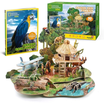 Puzzle 3D si brosura, Padure Amazoniana, 67 piese, CubicFun 