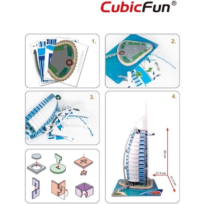 Puzzle 3D Burj Al Arab, 101 piese, CubicFun 