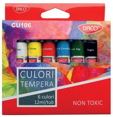 Tempera 6 culori/set, 12 ml, Daco