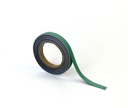 Banda magnetica pentru rafturi Manutan, 10 m, verde, latime 15 mm