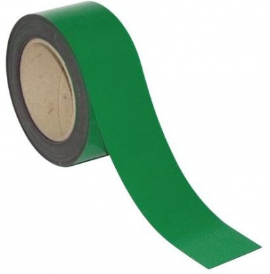 Banda magnetica pentru rafturi Manutan, 10 m, verde, latime 60 mm