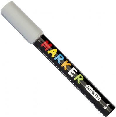 Marker cu vopsea acrilica, varf rotund, 2mm, gri, M&G