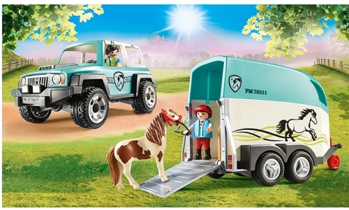 Playmobil - Masina Cu Remorca Pentru Ponei