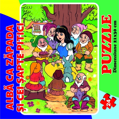 Puzzle 24 de piese - Alba ca Zapada si cei sapte pitici 