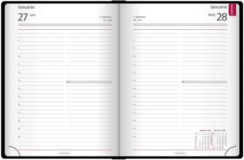 Agenda Herlitz datata 2025, A5, 352 pagini, Premium Deluxe Loreto, culoare negru