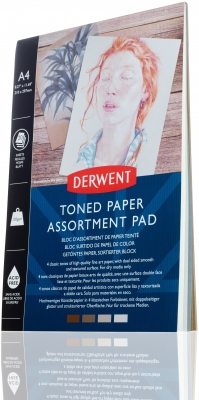 Bloc de desen Professional, A4, 20 coli, 120 gsm, pentru schite si desen, 4 culori deschise, Derwent