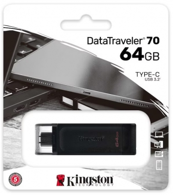 Memorie USB Flash Drive Kingston DataTraveler 70, 64GB, USB 3.2 Tip C