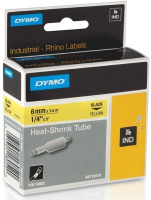 Tub termocontractibil ID1 6 mm x 1.5 m negru-galben Dymo