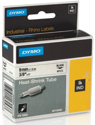 Tub termocontractibil ID1 9 mm x 1.5 m negru-alb Dymo