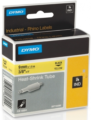 Tub termocontractibil ID1 9 mm x 1.5 m negru-galben Dymo