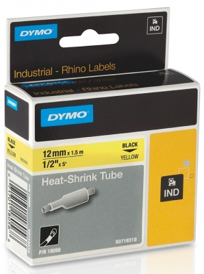 Tub termocontractibil ID1 12 mm x 1.5 m negru-galben Dymo