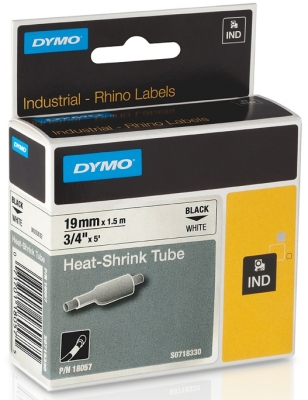 Tub termocontractibil ID1 19 mm x 1.5 m  negru-alb Dymo