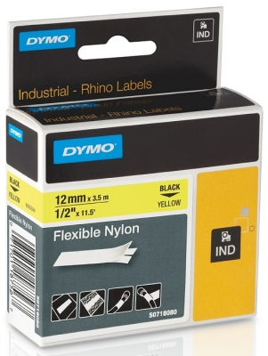 Banda ID1 Nylon flexibil 12 mm x 3.5 m Dymo negru-galben