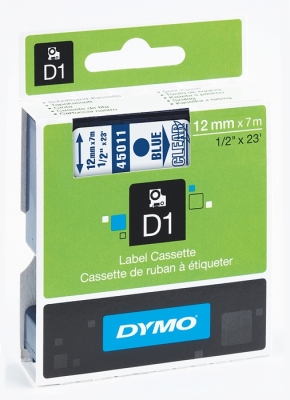 Banda D1 12 mm x 7 m albastru-transparent Dymo