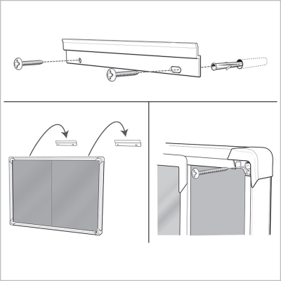 Avizier Premium Plus, interior, otel emailat, 18x A4, geam glisant si cheie, magnetic, alb NOBO