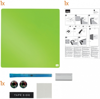 Tabla patrata, plastic, 36x36 cm, magnetica, include marker si magneti, verde NOBO